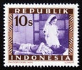 Unused postage stamp Republic Indonesia 1949, Healthcare nurse