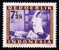 Unused postage stamp Republic Indonesia 1948, Healthcare nurse