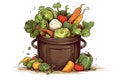 Unused, rotten vegetables are disposed of in the trash Royalty Free Stock Photo