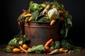 Unused, rotten vegetables are disposed of in the trash Royalty Free Stock Photo