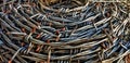 Unused and rusty iron wire coils