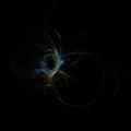 Unusual abstract light effect. Fantastic fractal composition of shining lines on a black background. Footage for