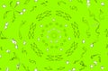 Unusual abstraction kaleidoscope pattern small details on a green background