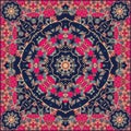 Unusual bandana print in mongolian style with flowers - mandala