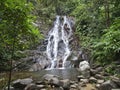 Unusual beautiful waterfall in the jungle