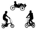 Unusual bicyclists silhouettes