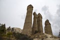 Unusual bizarre geological rock formations in Love valley, Cappadocia, Turkey Royalty Free Stock Photo