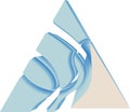 Unusual blue 3D shape created by triangle on white