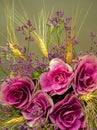 Unusual bouquet of brassica Crane Red- ornamental cabbage and limonium