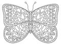 Unusual butterfly hand-drawn colouring page vector illustration Royalty Free Stock Photo