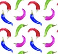 Unusual chili pepper colors blue, green, pink seamless pattern Royalty Free Stock Photo
