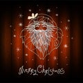 Unusual christmas card design. Wood background with hand drawn santa claus. Xmas card with `Merry Christmas` typography. Vector Royalty Free Stock Photo