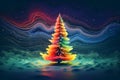 Unusual Christmas tree design using acidic colors, surreal reality. Royalty Free Stock Photo