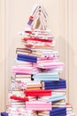 Unusual Christmas tree from the pile of books