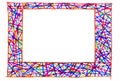 Unusual colorful bright free hand line drawn frame.