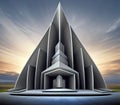 Symmetrical space age stone tower structure AI Royalty Free Stock Photo