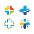 Unusual cross vector logo set. Healthcare symbol. Colorful cross logos collection.