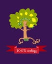 Unusual ecology icon. Merry fabulous lemon tree, juggling fruit