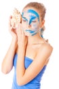 Unusual facial make-up model Royalty Free Stock Photo