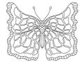 Unusual fantasy butterfly hand-drawn colouring page for adults vector illustration