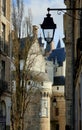 Unusual foreshortening of the details of the castle of the Dukes of Brittany, Nantes, France Royalty Free Stock Photo