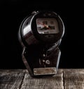 Unusual handmade black clock from the electric energy meter
