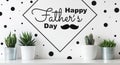 Unusual Happy Father`s day Background. Crazy Cactus Father day greeting card. Potted cactus house plants Fathers day web banner. Royalty Free Stock Photo