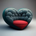 Unusual heart shaped sofa isolated on gray background close-up