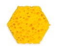 Unusual, hexagonal sponge for washing and cleaning of kitchen ware. Isolated on a white background, close-up, top view Royalty Free Stock Photo