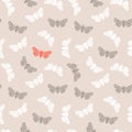 Unusual hipster seamless pattern with clothes moth. Vector background.