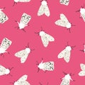 Unusual hipster seamless pattern with clothes moth.