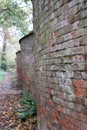 An unusual, historic, crinkle crankle garden wall, photographed in Wheathampstead, Hertfordshire UK.