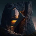 Unusual house high in the mountain, fantastic creative architecture