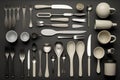 unusual illustration of common utensils used in an abnormal way
