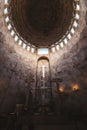 Interior of Church of the Holy Archangels in the shape of a cylinder is located in the Catholic Christian complex of Royalty Free Stock Photo