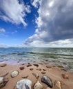 The unusual landscape of Kaltene beach on Baltic sea shore is formed by large boulders