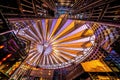 An unusual light roof over the Sony center in Berlin and its reflection in the glass windows of an office building