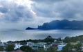 Unusual lighting in Sudak Bay of the Black Sea Royalty Free Stock Photo