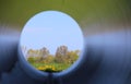 Unusual look through a big steel pipe