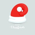 Unusual Modern Santa Claus Hat With Christmas lettering. New Year Red Hat Isolated. Winter Cap. Christmas Holiday Photo