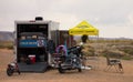 An unusual motorhome on a beach in the desert