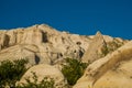 Unusual mountains in Sunny weather in summer. Beautiful landscape in summer with hills. Cappadocia, Anatolia, Turkey Royalty Free Stock Photo