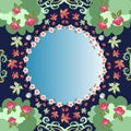 Unusual natural pattern with round mirror and decorative floral frame Royalty Free Stock Photo