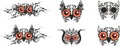 Scary owl head set for holidays and events Royalty Free Stock Photo