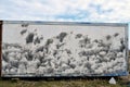 A unusual painting on the side of the back of lorry container