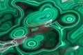 Unusual patterns of the polished malachite gemstone. Abstract green concentric structures Royalty Free Stock Photo