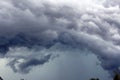 An unusual rainbow shaped cloud arch of a storm front in Wisconsin