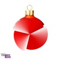 Unusual red Christmas tree toy, ball isolated on white background. Glossy mockup realistic bauble. 3d toy Merry xmas and New year Royalty Free Stock Photo