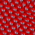 Unusual red leather design upholstery with eye balls