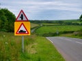 An unusual road sign - warning army tanks!